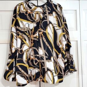 Bell Sleeve Break The Chains Print Blouse